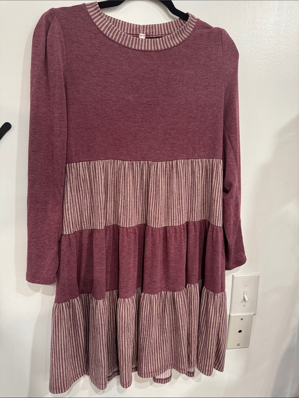 Emerald Dusty Mauve Tiered Knit Dress